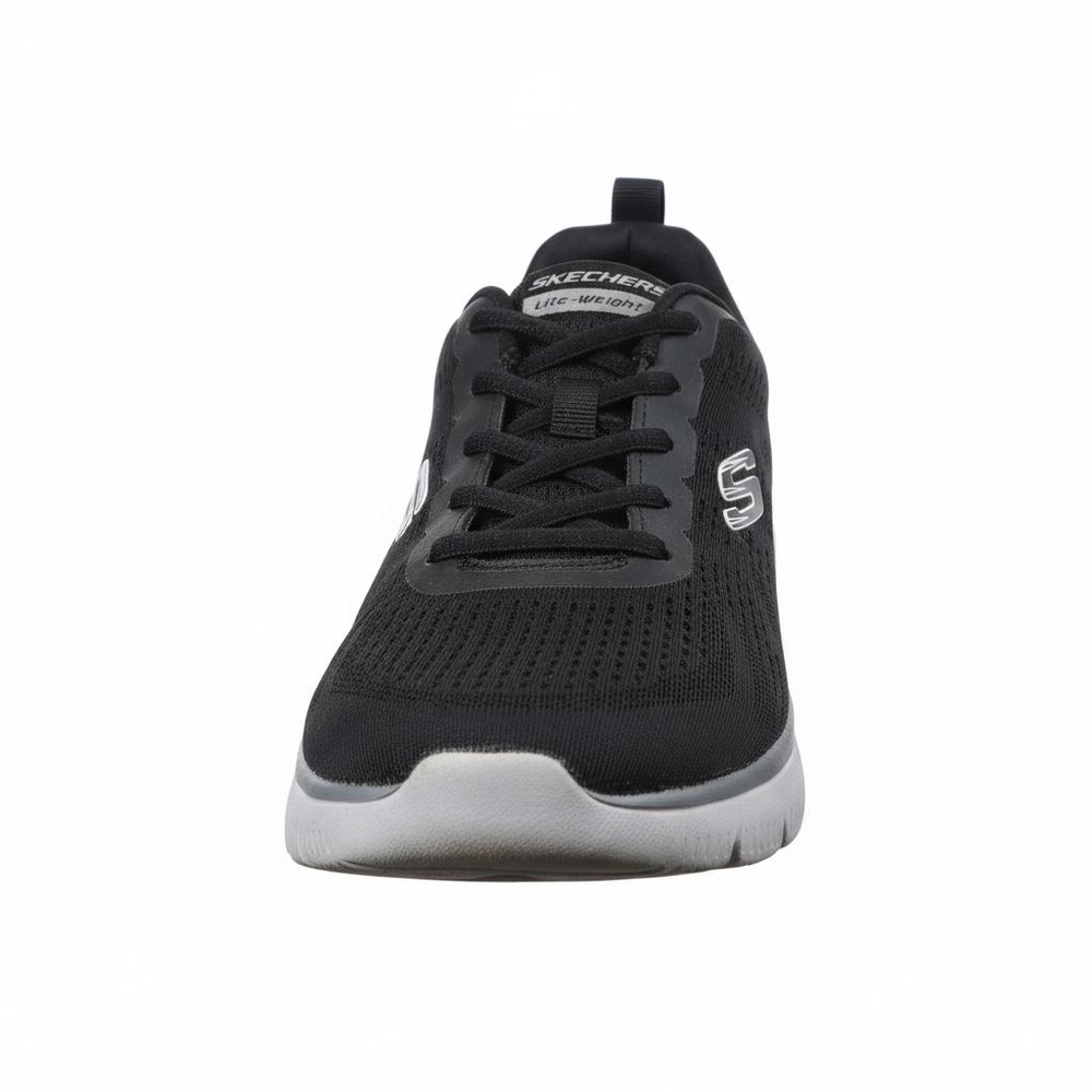 Skechers Black and White Mesh Lace-Up Sneaker